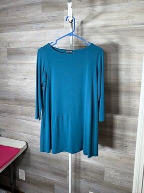 Eileen Fisher Teal Long-Sleeve Swing Tunic 2100